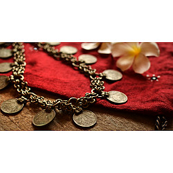 Kanupriya ~ White Metal Vintage Coin & Chain Necklace { 1 }